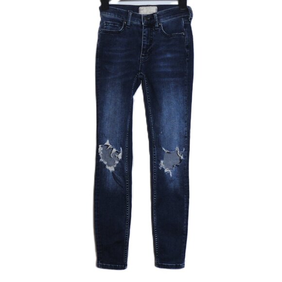 Free People FP (Size 24) Blue Distressed Stretch Denim Skinny Jeans - Picture 2 of 3